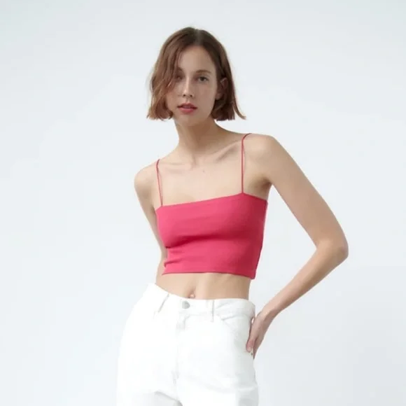Zara Tops Zara Pink Square Neck Spaghetti Strap Cami Poshmark